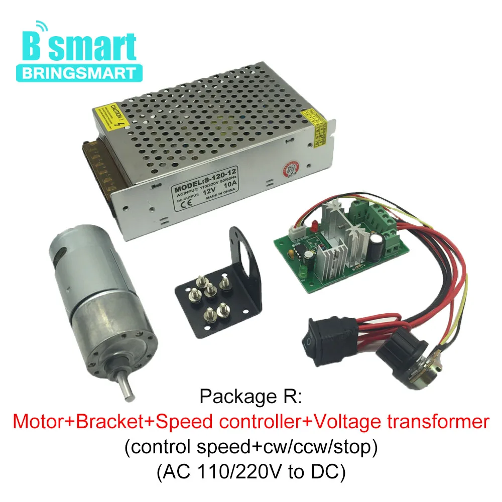 Bringsmart 12V постоянного тока 6 Шестерни мотор JGB37-550 снижение Шестерни коробка 9-2300 об/мин мини Электрический мотор 0,5-30kg. См высокий крутящий момент редуктор