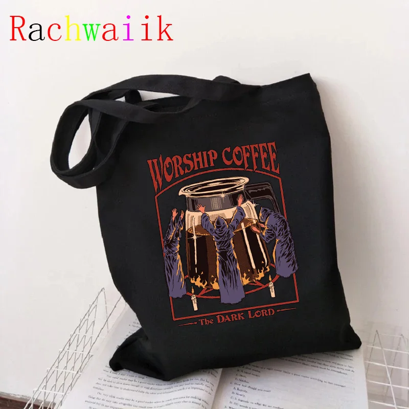 Satan Shopping Bag Graphic Tote Vintage Harajuku Shopper Bag Women Canvas Shoulder Female Eco Large-capacity canvas bag women handbags linen tote bag