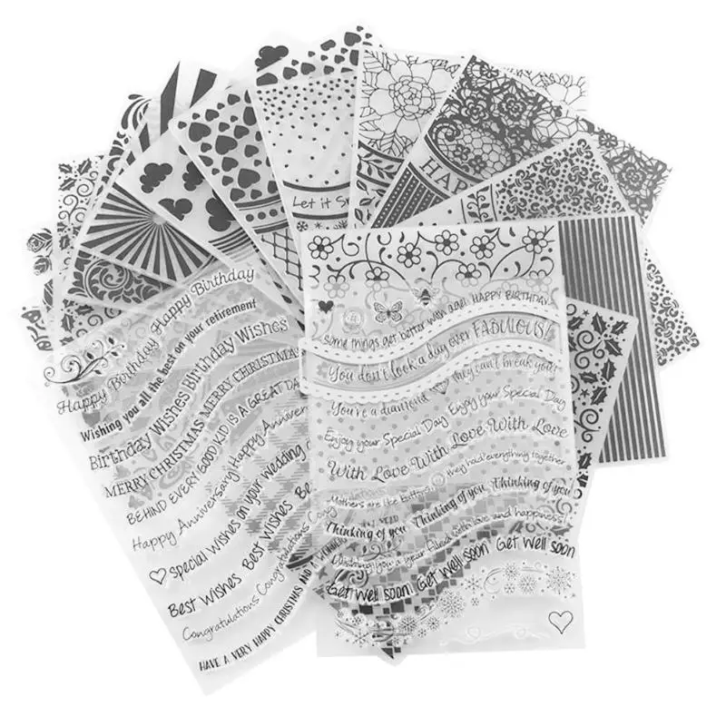 Die Stamp 18pcs DIY тиснение прозрачные штампы печать карты торт штампование режущая