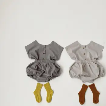 

2020 New Arrival Baby Girls Boys 2Pcs Set Shirt+PP Shorts Summer Soft Kids Suits 6-24 month