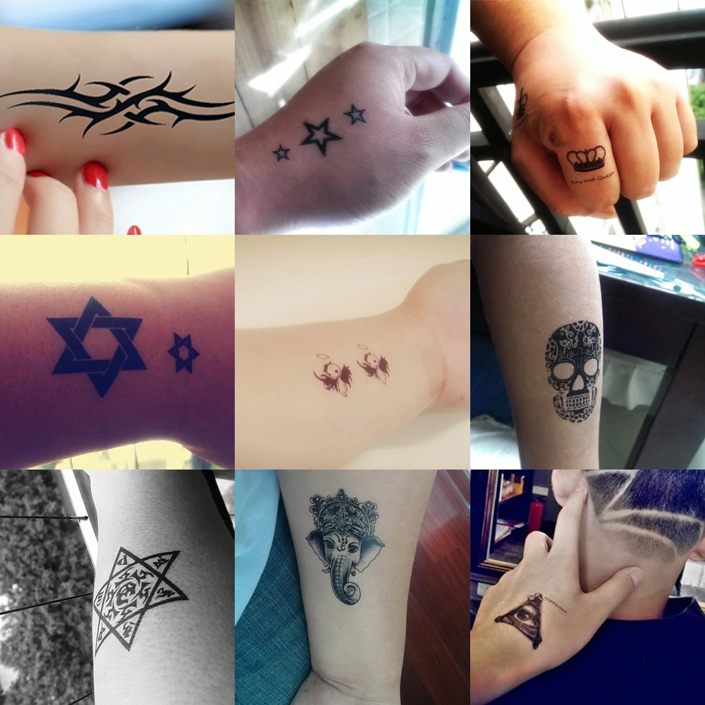 30Pcs/Lot,Waterproof Temporary Fake Tattoos Stickers,Water Transfer, Black Dragon Skull for Women,Men,Cool,Totem,Body Art,Makeup