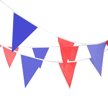 

Hot 40M 100 Flags blue red white French outdoor party supplies Stain Fabric Bunting flag string banner married flags