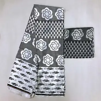 

african wax pattern print satin silk stretch fabric for dress creative Digital print wax satin silk fabric 4 yards +2yard m0030