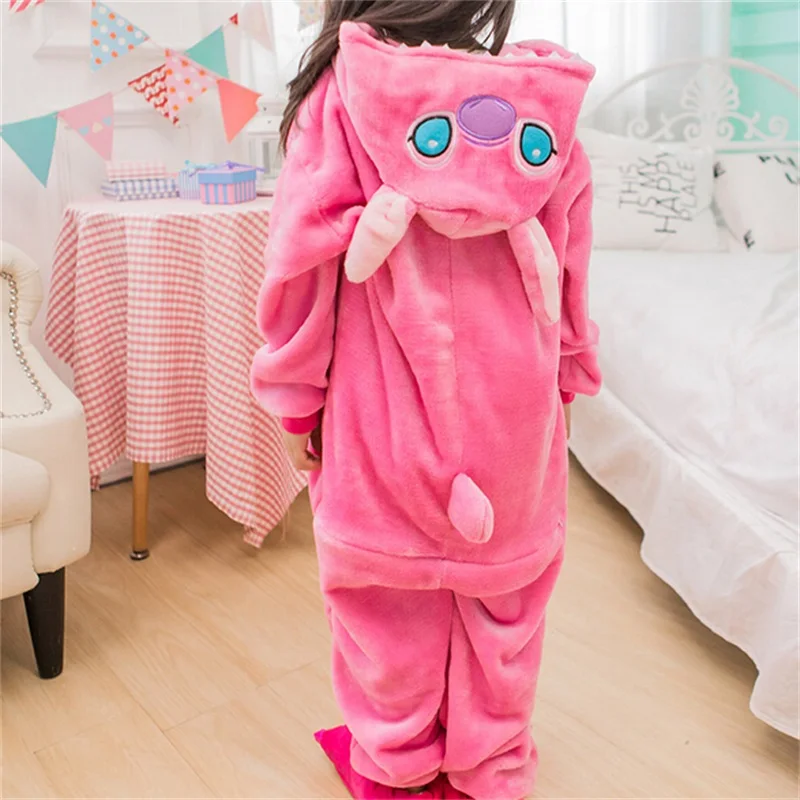 Animals Pajamas Children Onesie Boys Girls Cosplay Costume Party Pink Rabbit Kids Fairy Tale Flannel Warm Sleepwear