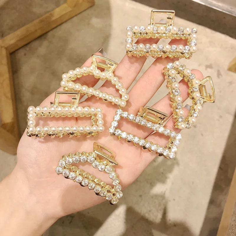 Ruoshui женские заколки изысканный горный хрусталь коготь волос Элегантный жемчуг девушки clips заколки для волос женские аксессуары украшения для волос