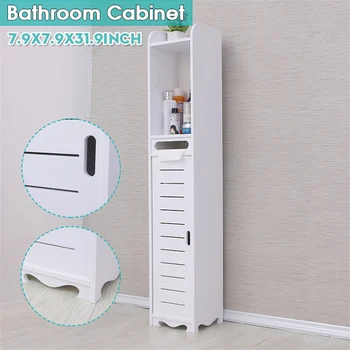 

White Floor-Standing Bathroom Storage Shelf Toilet Bath Cabinet Storage Organizer Wood-plastic Cupboard Shelf Home Furniture