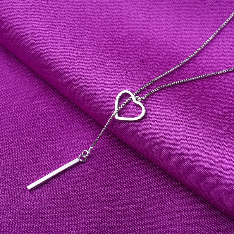 Геометрический 925 пробы серебряная подвеска-Сердце ожерелья ювелирных изделий для Для женщин