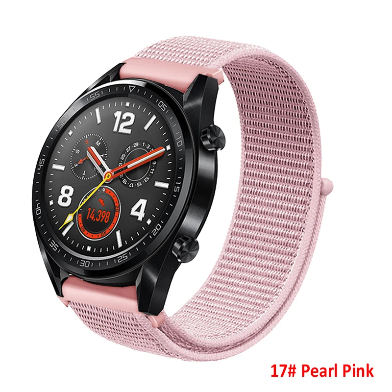 20мм 22мм спортивный нейлоновый ремешок с ремешком для часов Huawei GT / GT2 ремешок для часов быстрый релиз браслет для Samsung Gear S3 / Galaxy 42мм - Цвет ремешка: 17 Pearl Pink