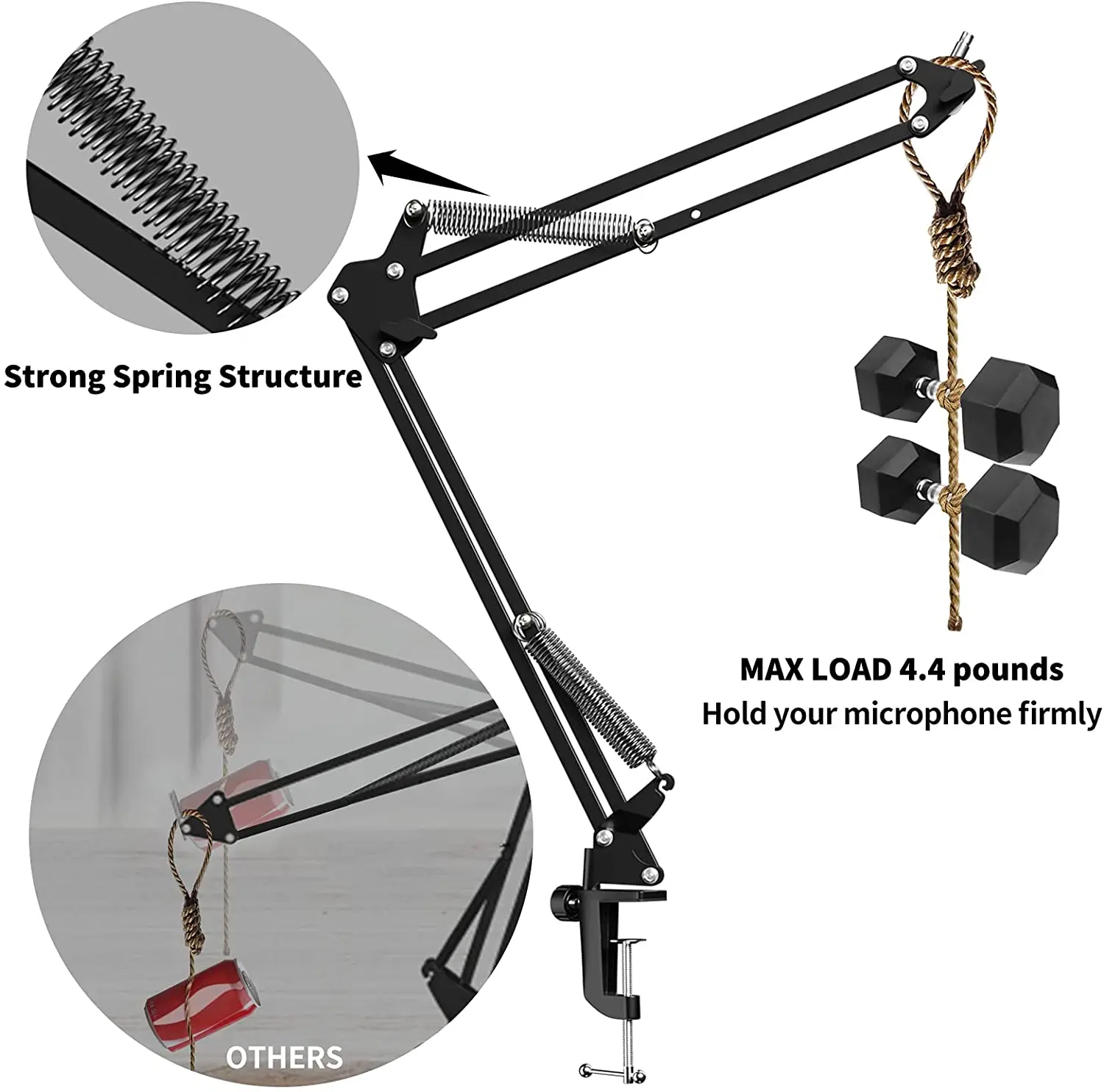 Suporte Ajustável para Microfone Suporte de Braço Ajustável a Adaptador com Clipe para Microfone Resistente Suporte para Microfone Azul Yeti Bola de Neve Nano Gelo e Outros m - Image 5