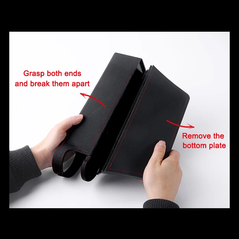 

Black Leather Car Pocket Organizer Seat Gap Filler Box w/Cup Holder Seat Catcher Between Seats Organizer VS998