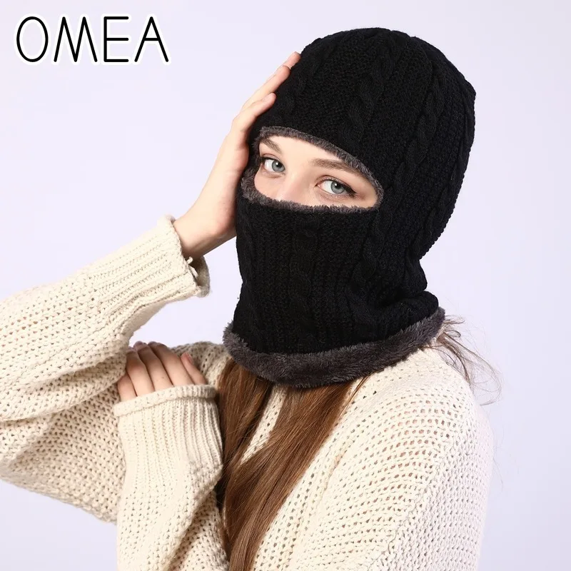 OMEA, маска, шапка, вязаные шапочки, Утолщенные, с плюшевой подкладкой, унисекс, одноцветная, зимняя шапочка, шапка, пуловер, повседневная, для верховой езды, ветрозащитная, наушник