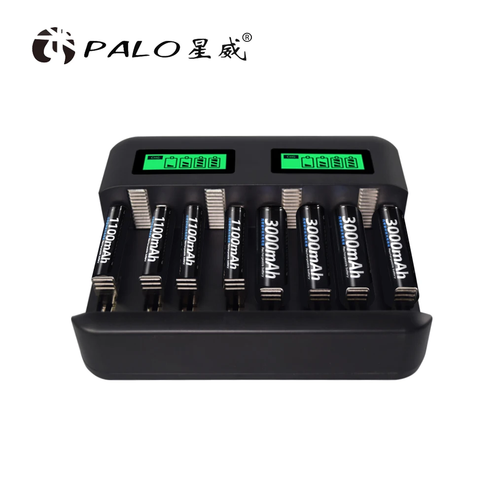 PALO Быстрый ЖК-дисплей USB Smart AA AAA зарядное устройство для AA AAA C D аккумуляторная батарея+ 1,2 в AA AAA аккумуляторные батареи