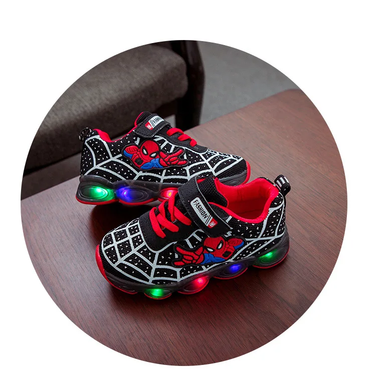 Kids Led Shoes Spider-Man led luminous Kids Boys Sneakers Children Glowing Shoes tennis infant Baby Boys Shoe With Light