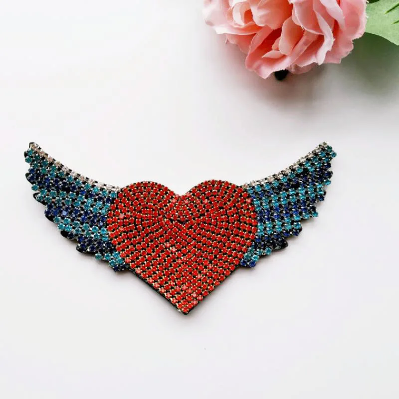 1 шт. искусственная Хрустальная Аппликация в форме сердца нашивки из бисера для