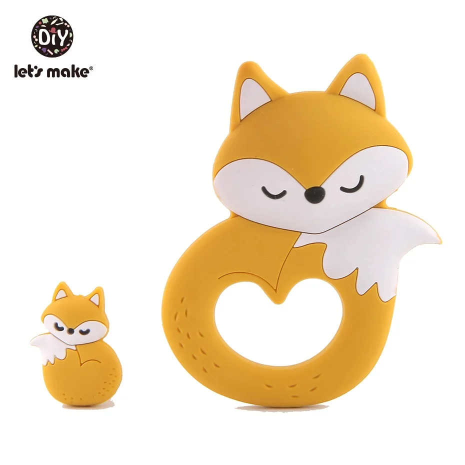 mustard yellow fox Let's Make 2 шт./компл. детский Прорезыватель силиконовый животное лиса динозавр кролик бисер ребенок прорезывание зубов игрушки кулон крошечные стержни Силиконовые Прорезыватели - Цвет: mustard yellow fox