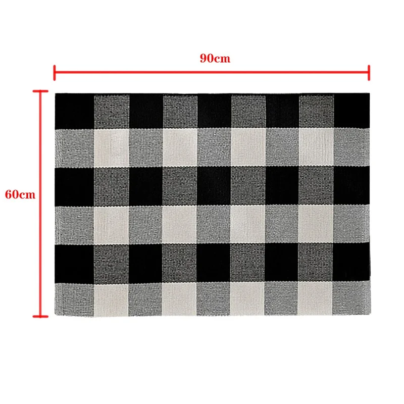 Kitchen Bathroom Cotton Plaid Rugs Black and White Checkered Rug Door Mat Rug Sponge Cleaner #5b25 (5)