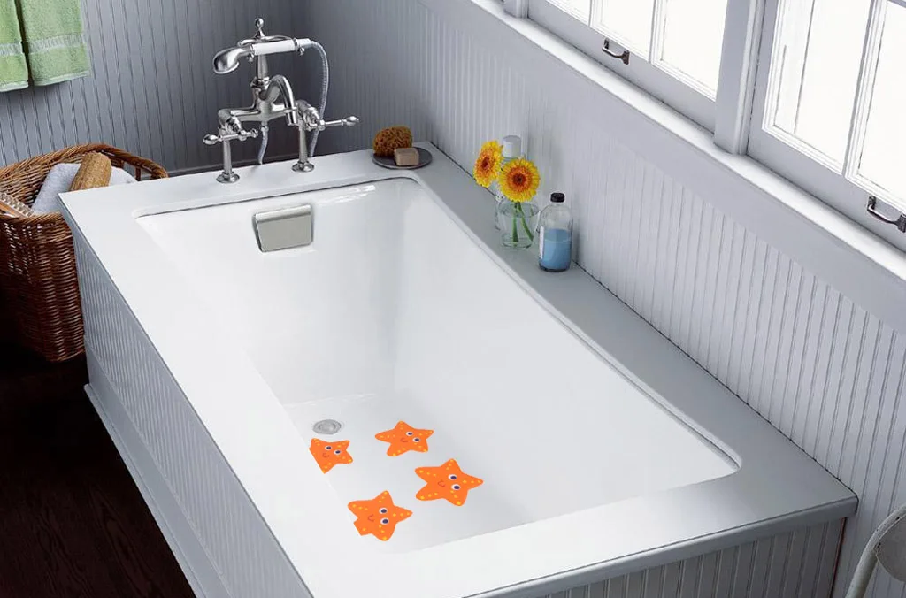 5x Orange Bath Tub Non Slip Treads Sticker Bathroom Applique Decal