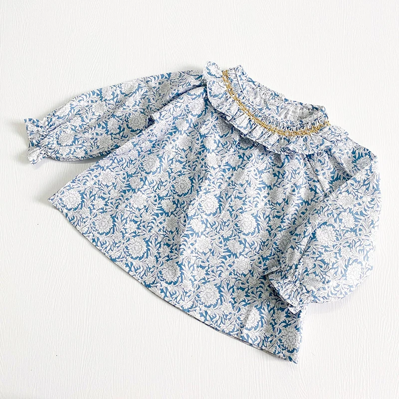 Sweet Kids Baby Girls Floral Shirt For Girls Shirt Autumn Baby Girl Long Sleeve Embroidery Kids Children's Clothes