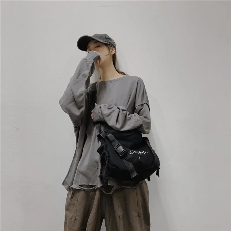 В японском стиле INS простая модная хозяйственная сумка через плечо сумка Школьный мужской и женский рюкзак поколение жира