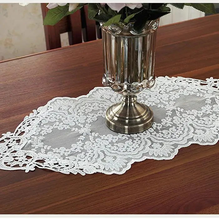 Simple Lace Table Runners Table Linen Television Cabinet White, Light Gold Cover Dining Table, Cloth