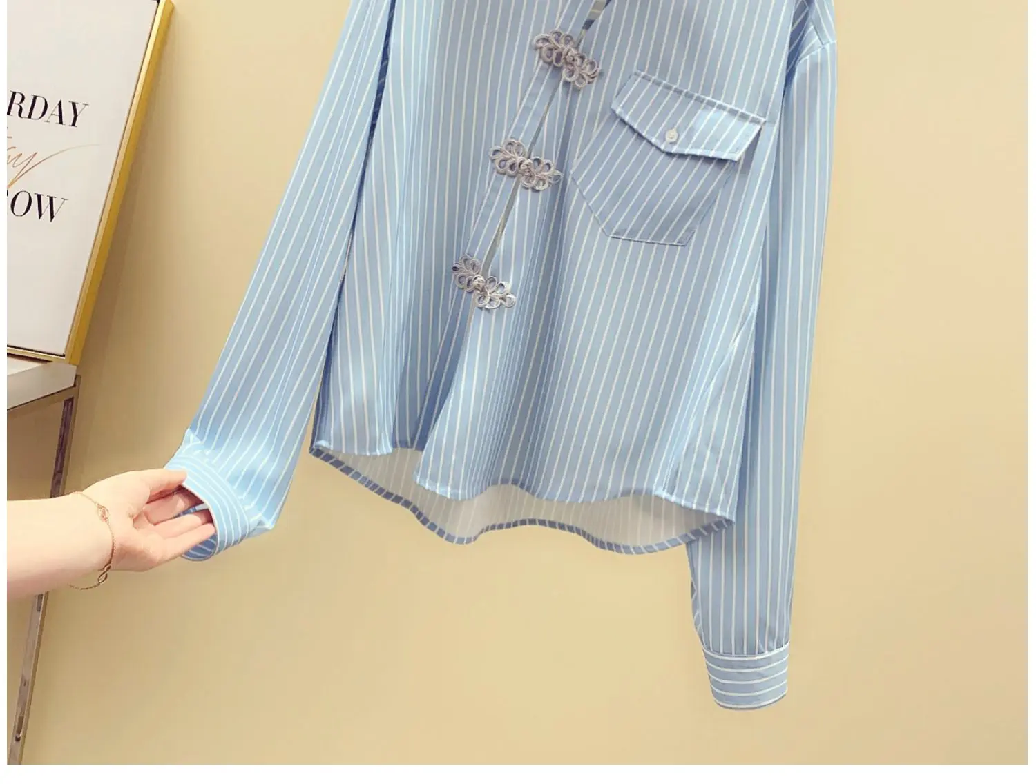 Осенняя женская блузка в полоску новая рубашка с длинными рукавами и пуговицами с лацканами женская рубашка с карманом Топ женские рубашки