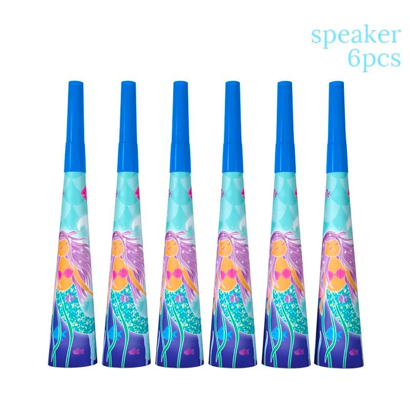 6pcs horn Принадлежности для дня рождения русалки, ободок принцессы в виде морской звезды, Радужный головной убор в виде цветка русалки, вечерние аксессуары для волос в пляжную тематику - Цвет: 6pcs horn