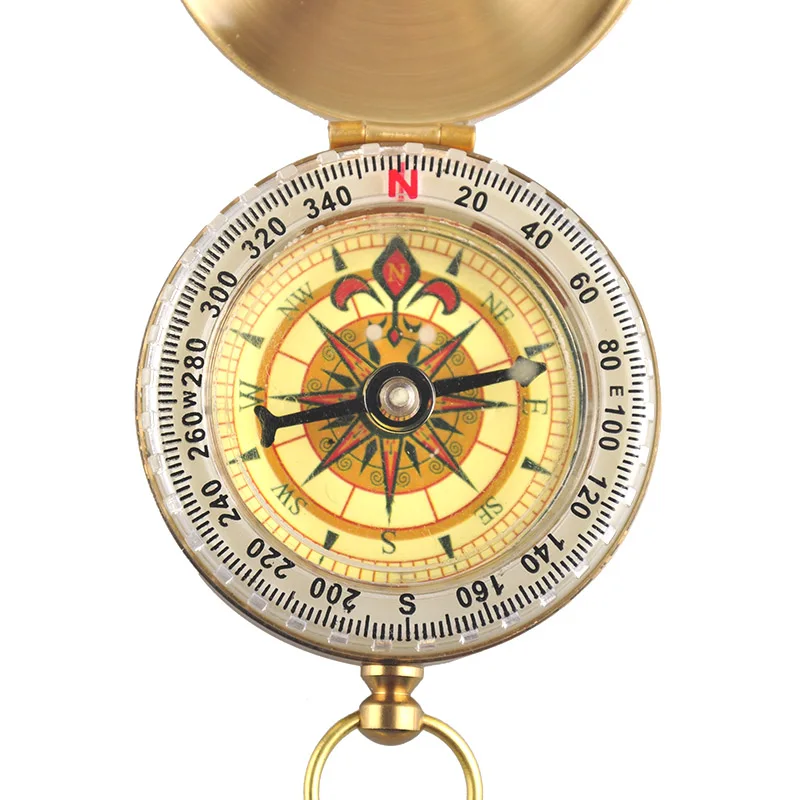 Спорт на открытом воздухе Кемпинг Туризм Портативный латунный Карманный Золотой Многофункциональный флуоресцентный Золотой Компас Навигация 48 мм 13 мм
