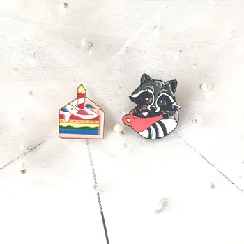 

New black cute little brown bear brooch rainbow delicious cake badge children cute cartoon animal brooch jewelry denim clothes p
