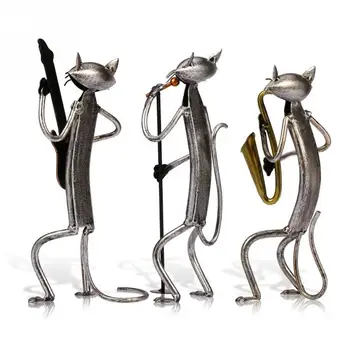 

Cartoon Desktop Decoration Figurine Playing Guitar Furnishing Saxophone Singing Cat Figurine Articles Craft Gift Home Decoration