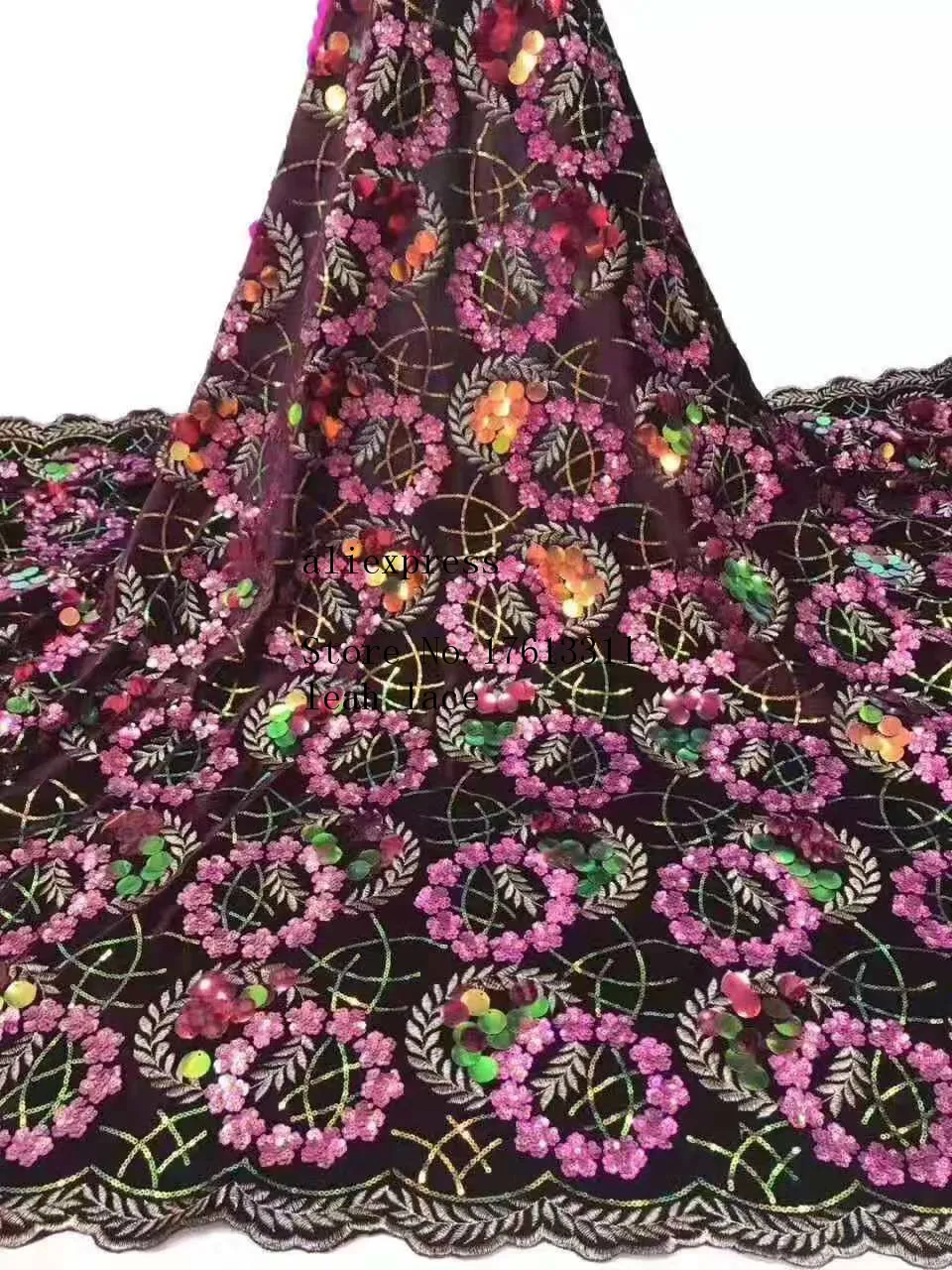 5 ярдов/сумка LF58#3 цвета вышитые блестки гирлянда узор Французский стиль ткани используется в свадебных платьях