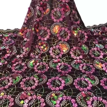 5 ярдов/сумка LF58#3 цвета вышитые блестки гирлянда узор Французский стиль ткани используется в свадебных платьях