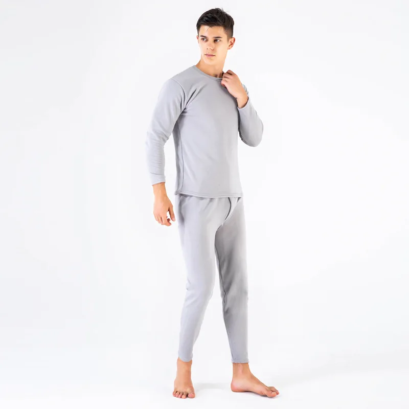 male lightgray Queenral кальсоны для мужчин и женщин теплое термобелье одежда для мужчин и женщин зимний костюм для защиты от пониженных температур толстый теплый бархатный набор термо - Цвет: male lightgray
