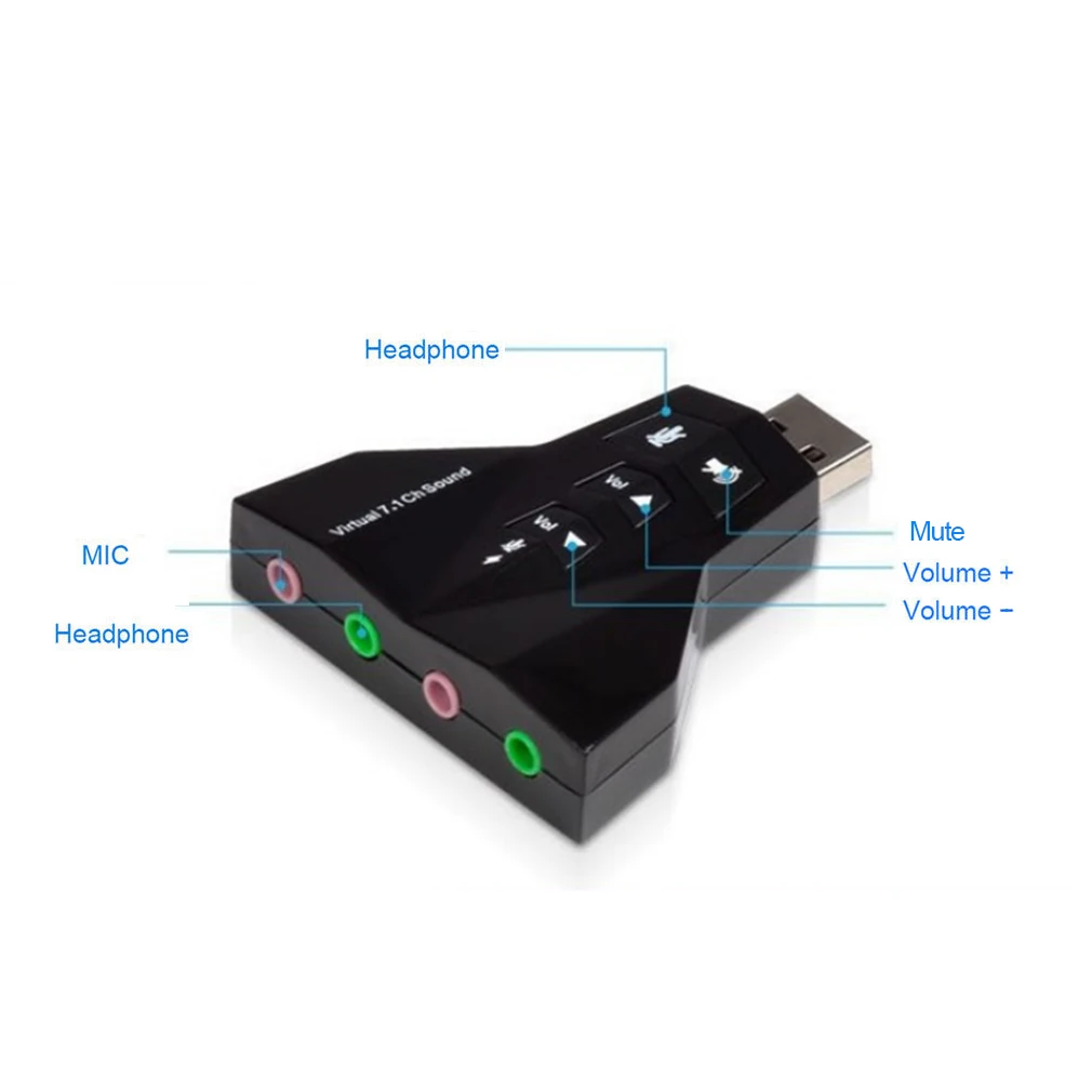 Виртуальный 7,1 канальный аудио адаптер звуковой карты для портативных ПК Mic 3,5 мм интерфейсы usb-микрофон адаптер для динамиков простое использование