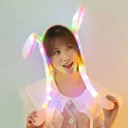 Serre tête lapin pour filles, joli bandeau lumineux LED avec Airbag, oreilles mobiles, jouet Long en peluche, accessoires Photo de fête 