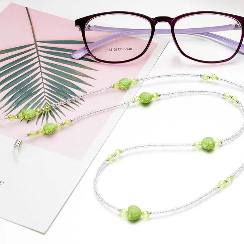 Colorful Heart Acrylic Beads Chain Eyeglasses Chains Reading Glasses Sunglasses Strap Cord Holder Neck Head Band Accessories