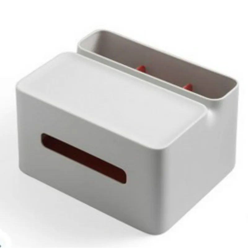 Desktop Tissue Box Pen Holder Paper Dispenser Bathroom Home Mobile phone stents - Color: Gray