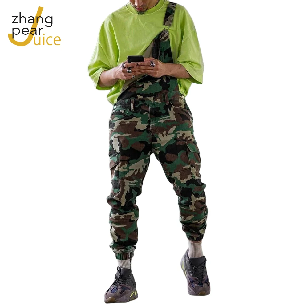 

Fashion Men Overalls Jumpsuits Joggers Men Sleeveless Strap Rompers Street Style Casual Men Pants Trouser Camo