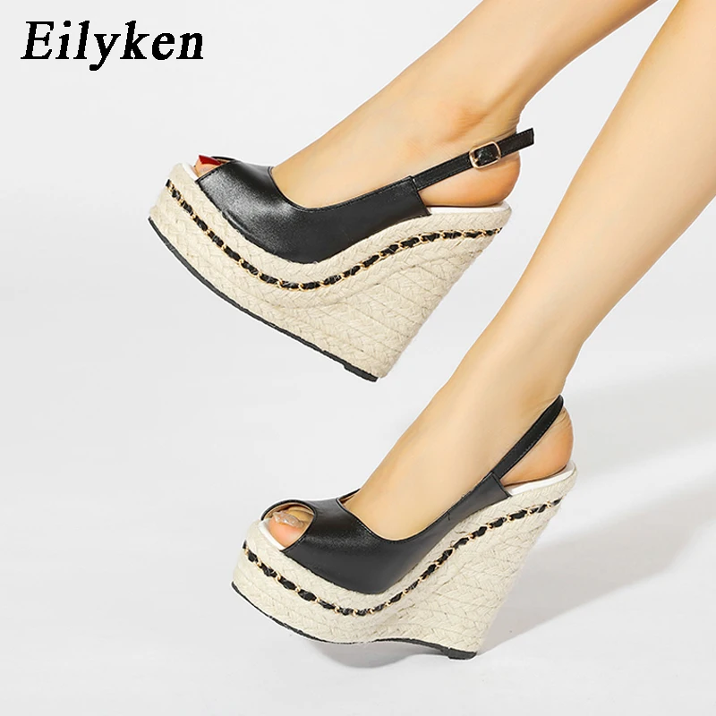 Eilyken/очень высокие женские летние сандалии на танкетке Модные босоножки
