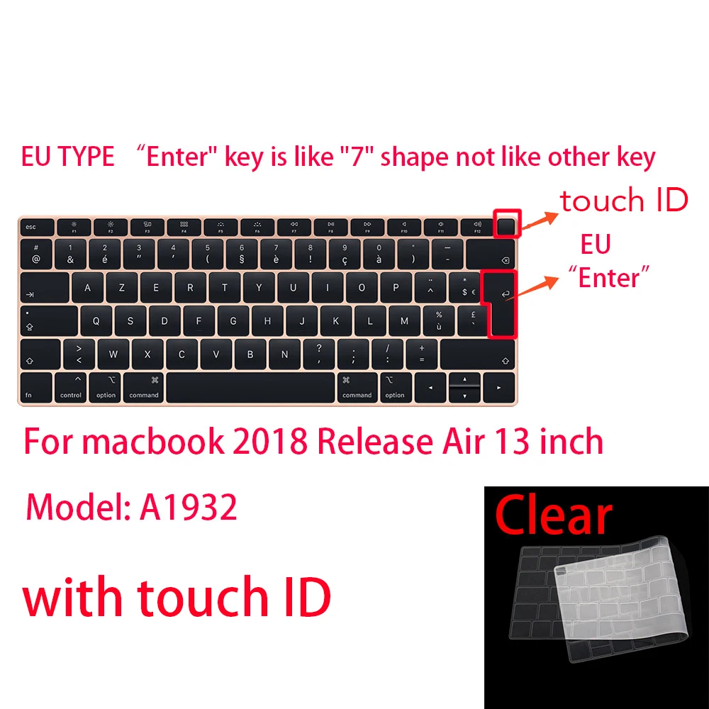 B Для Apple Macbook pro13/11Air 13/15 Retina12 дюймов все серии Силиконовый чехол для клавиатуры прозрачная защитная пленка EU/US - Цвет: B