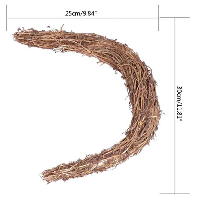 

Wooden Easter Moon Shape Garland DIY Handmade Decorative Naked Ring Wreath Decor