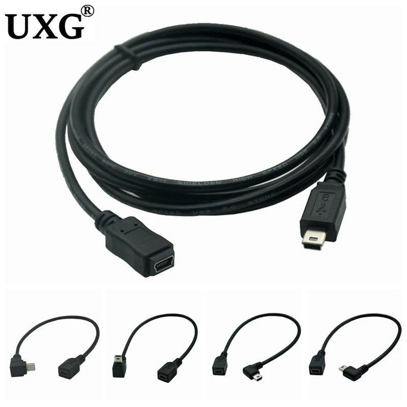 90 gradi Mini USB 5pin maschio a Mini USB 5pin femmina cavo Mini USB B tipo 5pin maschio a Mini USB femmina cavo di prolunga