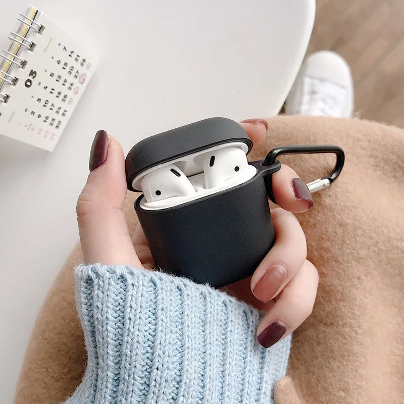 BK Для Apple Airpods 1 2 беспроводной Bluetooth чехол для наушников карамельный цвет мягкий ТПУ чехол для Apple Air Pods чехол с брелоком - Цвет: BK