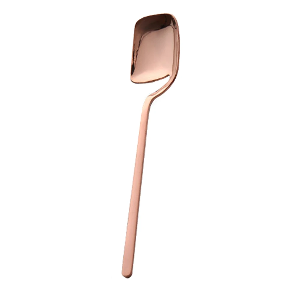 Недавно 4 шт. десертная кофейная ложка из нержавеющей стали вилка длинная ручка Подвесной Настенный дизайн для десерта пицца пирог стейк - Цвет: rose gold  spoon