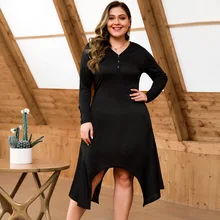 Европейский и американский стиль, стиль, 3 пуговицы, длинный рукав, v-образный вырез, высокая талия, неровный подол, модный, в полоску, большой размер, женская одежда