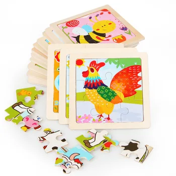 

Mini Size Kids Toy Wood Puzzle Wooden 3D Puzzle Jigsaw for Children Baby Cartoon Animal/Traffic Puzzles Educational Toy