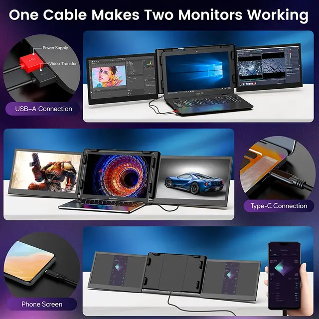  OFIYAA P2 Pro - Monitor triple portátil para portátil