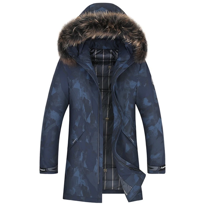 Camouflage gray Зимняя камуфляжная большая Куртка пуховая куртка 7XL мужской длинный участок Большие размеры XL куртка-пуховик прилив 6 меховой воротник разборки - Цвет: Camouflage gray