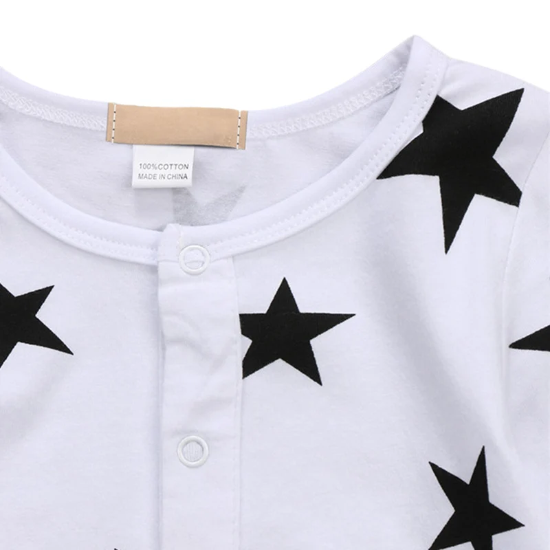 Детский хлопковый комбинезон с длинным рукавом и принтом звезд|Ромперы| |