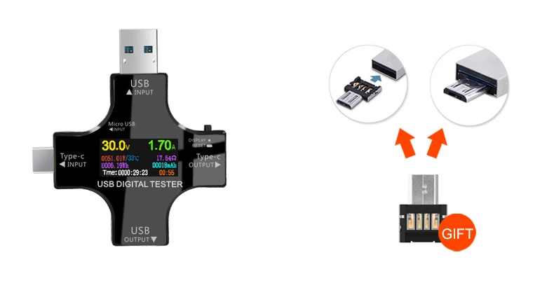 surface tester 12 in 1 color PD USB tester DC Digital voltmeter current voltage Type-C meter amp ammeter detector power bank charger indicator back plunger dial indicator