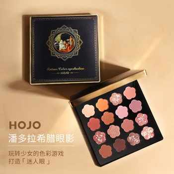 

Hojo glitter eyeshadow palette 16 colors flower shape designed waterproof nude makeup matte eyeshadow powder BN242